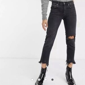 We The Free Good Times Relaxed Straight Leg Jeans Washed Black Size 30